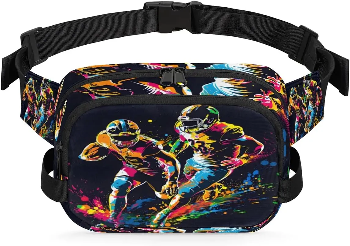 American Football Players Fanny Packs Belt Bag for Women Man Football Waist Pack Fashion Crossbody Bag Hip Bum Bag with Adjustable Strap for Outdoors Workout Casual Traveling Running Hiking Cycling