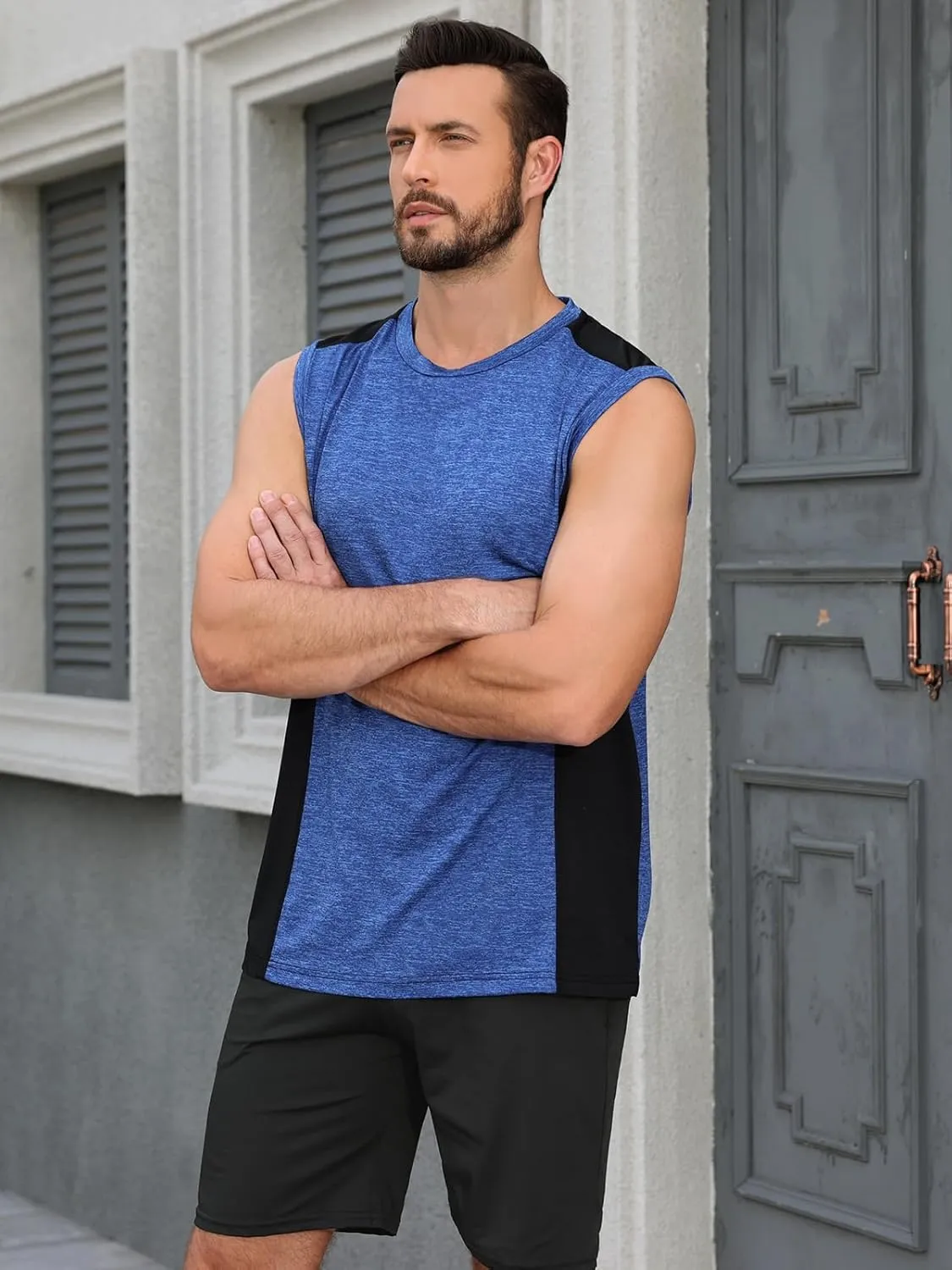 AMVELOP 4 Pack Men's Workout Tank Tops Sleeveless Quick Dry Gym Muscle Shirts