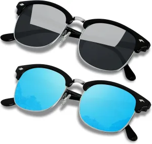 ANDWOOD Polarized Sunglasses for Men Women UV Protection Semi Rimless Sun glasses Classic Half Frame