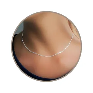 Annika Bella Sterling Silver Tubes Satellite Chain Choker Necklace, Length 13-16 Inches, 925 Layered Chokers for Women and Teens, Waterproof, Minimalist Layer Short Necklaces (Tubes Chain)