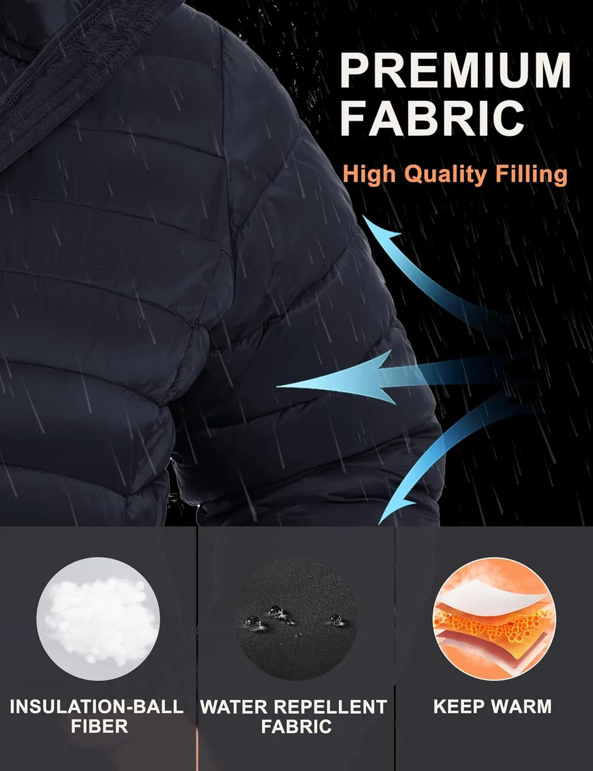 ANOTHER CHOICE Plus Size Packable Puffer Coat for Women, Light Weight Winter Jacket with Hood