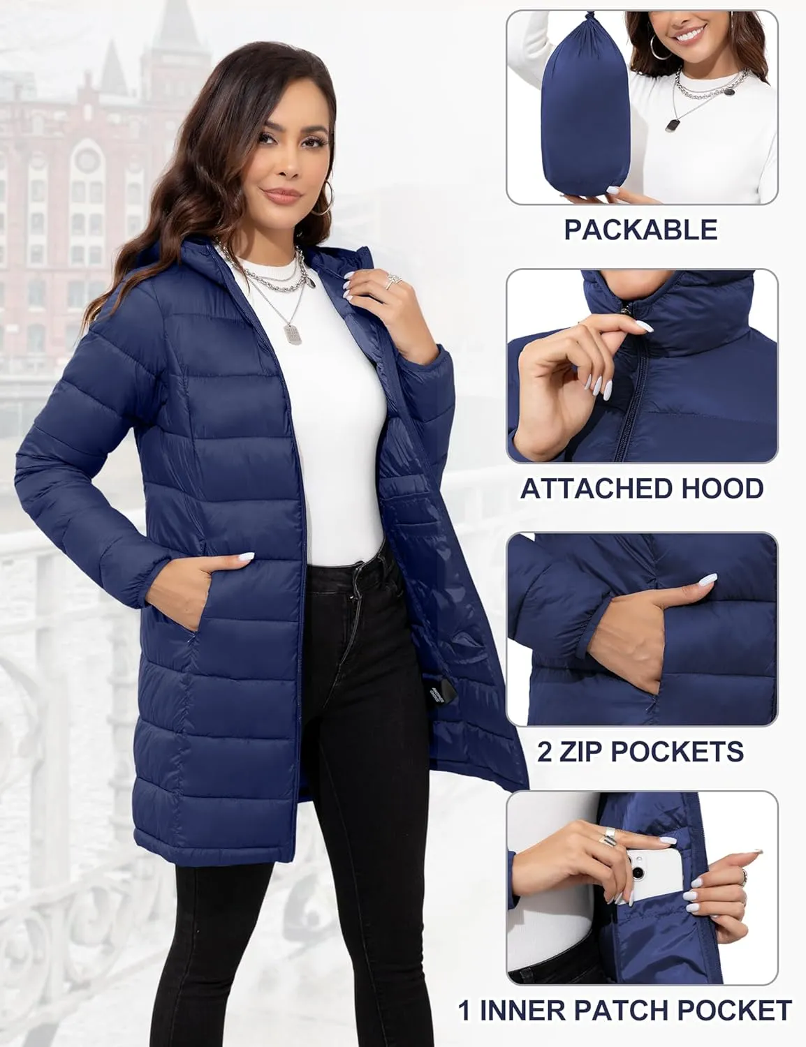ANOTHER CHOICE Women Packable Puffer Jacket Lightweight Hooded Puffy Jacket