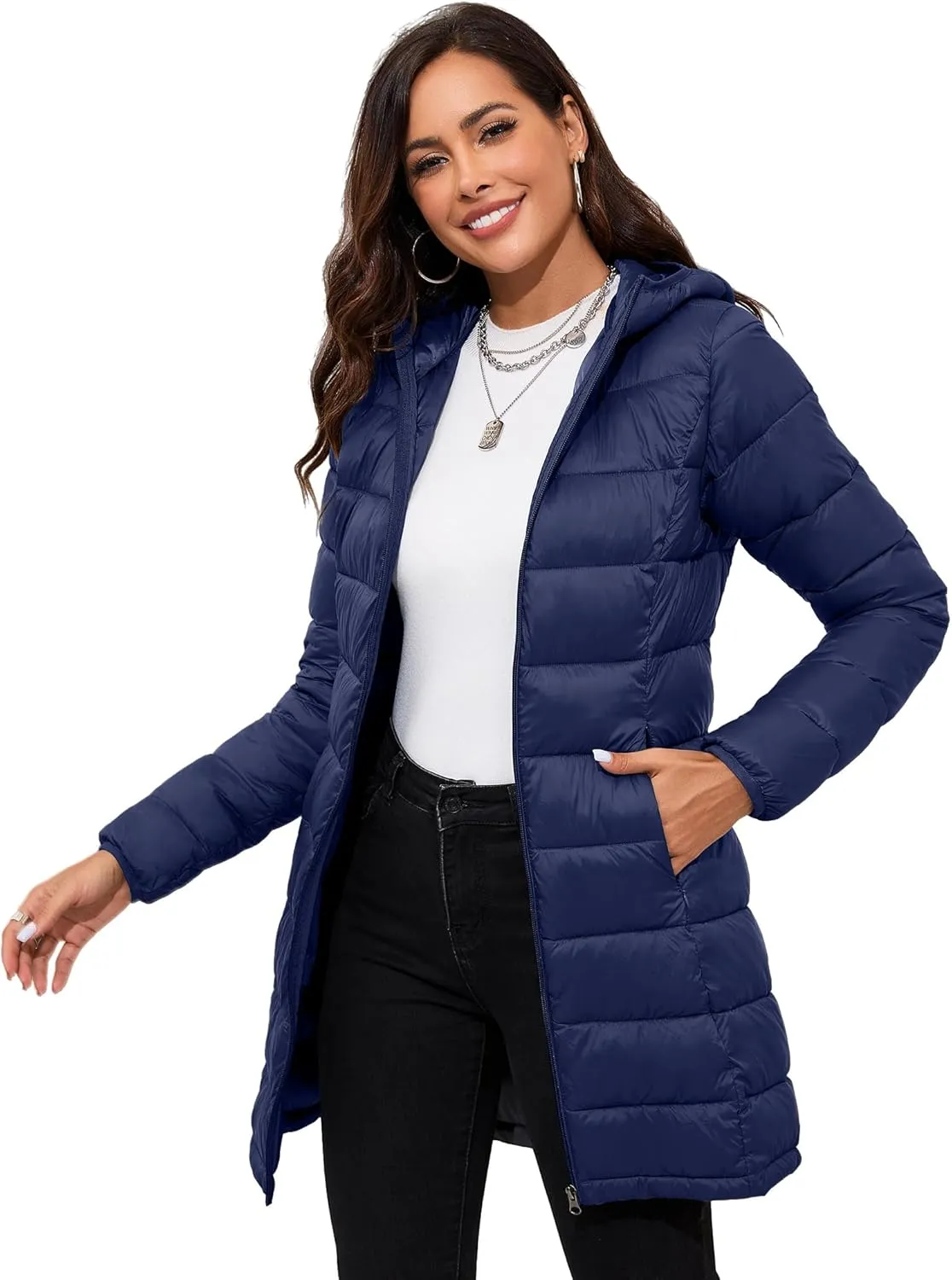 ANOTHER CHOICE Women Packable Puffer Jacket Lightweight Hooded Puffy Jacket