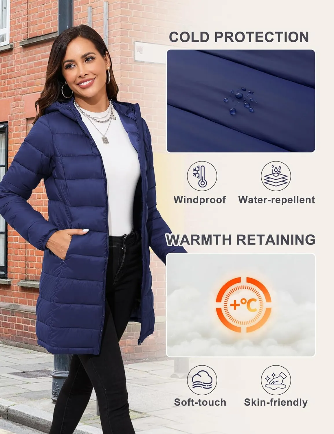 ANOTHER CHOICE Women Packable Puffer Jacket Lightweight Hooded Puffy Jacket