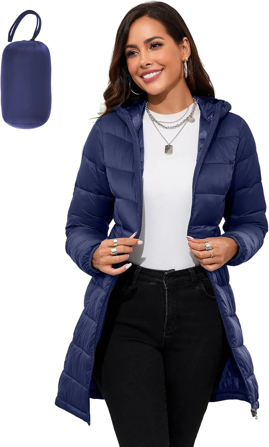 ANOTHER CHOICE Women Packable Puffer Jacket Lightweight Hooded Puffy Jacket