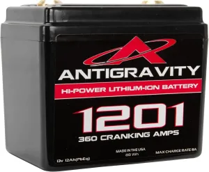 Antigravity AG-1201 Replacement Lithium Battery for Motorcycle, 360 Cranking Amps, Smallest Lightest Weight. 16 Amp Hours (Pb Eq)/ 8Ah (Actual)