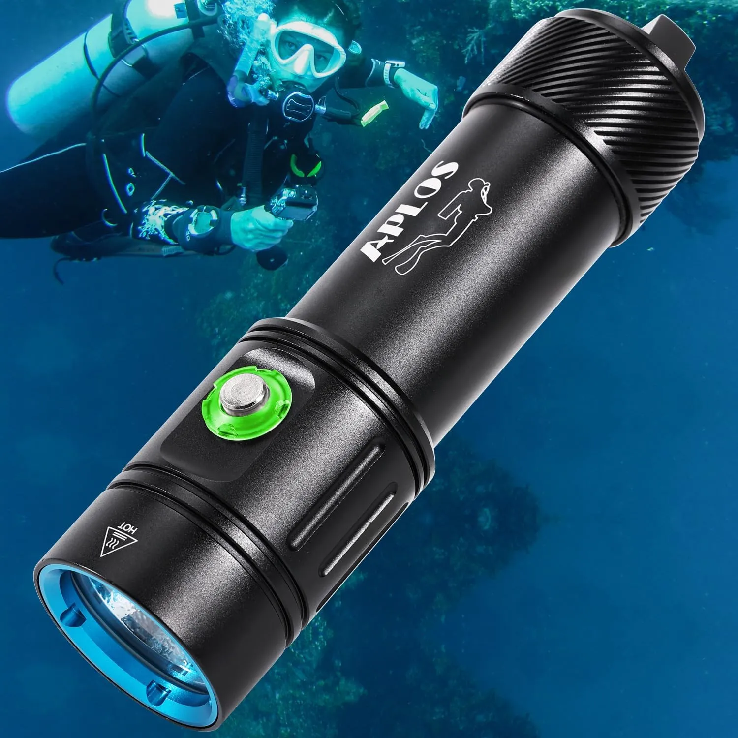 APLOS AP02 Scuba Diving Flashlight, 2500 Lumen Dive Light, Waterproof Underwater Dive Torch