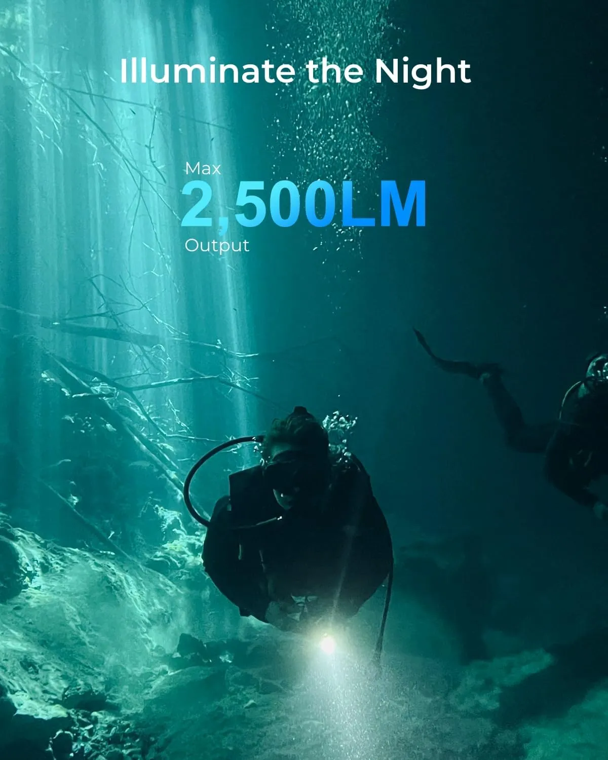 APLOS AP02 Scuba Diving Flashlight, 2500 Lumen Dive Light, Waterproof Underwater Dive Torch