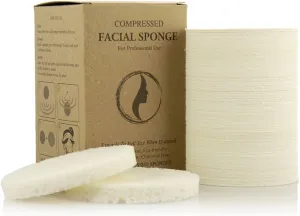 Appearus Natural Cellulose Facial Sponges – 100 Pack (Compressed) – Professional Spa Facial Sponge Pads for Cleansing, Exfoliating, Makeup Removal – White – Gentle on Sensitive Skin