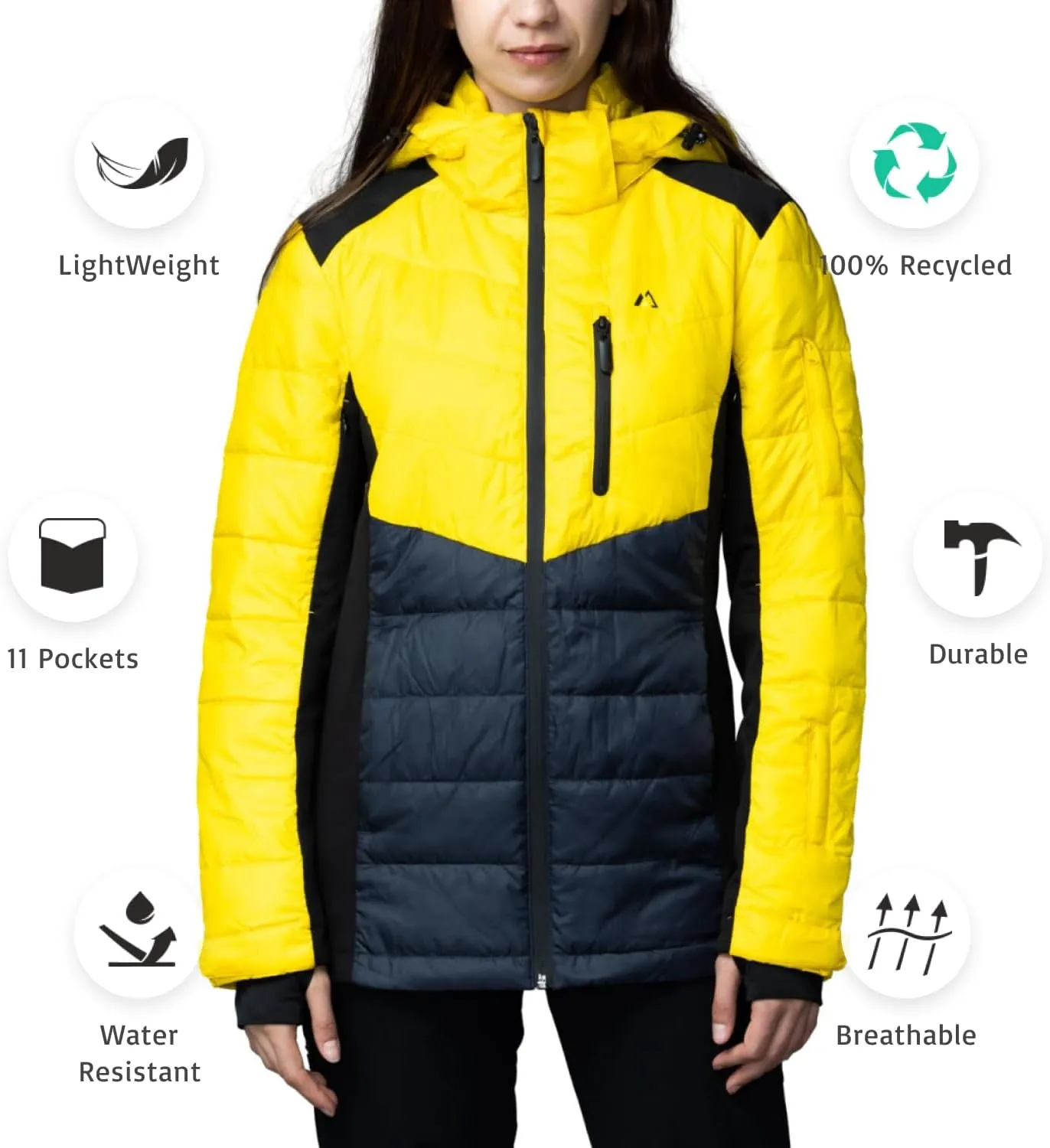 Apricoat EcoDown Jacket - Packable Lightweight Water-Resistant Hooded Puffer Jacket - Windproof Winter Coat with Insulation