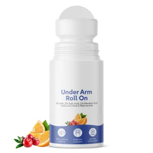 A,ravii O,rganic Under Arm Roll On With 5% AHA, 2% Kojic Acid & 1% Mandelic Acid - Prevents Body Odour - Long Lasting Underarm roll on with Fresh Smoothing Fragrance - All Skin Type - 50 ml