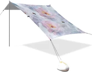 Art Peonies Pink and White Designed UPF50  Foldable Beach Tent Waterproof Portable Sun Shelter with Sand Shovel for Camping, Picnics, Backyard & Fishing tienda para Playa