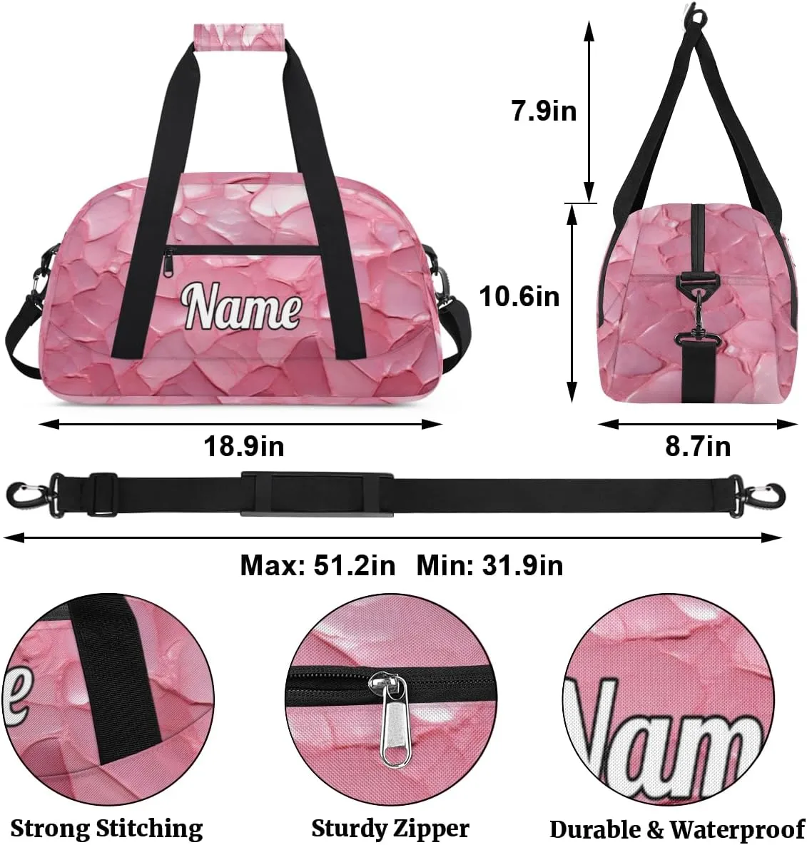 Art Work Print Personalized Kids Gym Bag Custom Dance Bag with Name Sport Duffel Bag for Girls Boys Weekender Overnight Travel Bag