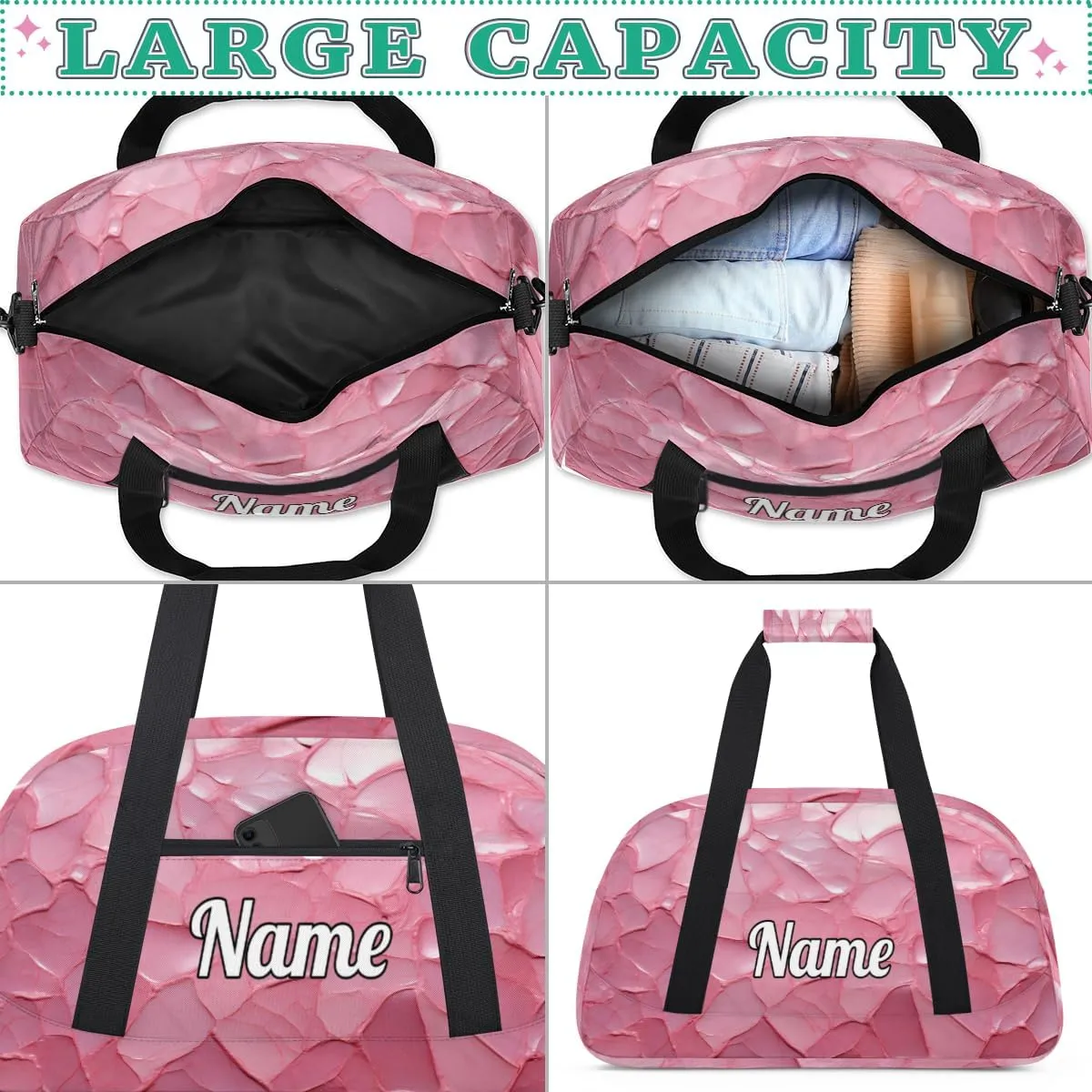 Art Work Print Personalized Kids Gym Bag Custom Dance Bag with Name Sport Duffel Bag for Girls Boys Weekender Overnight Travel Bag