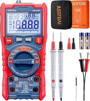 AstroAI Digital Multimeter Tester TRMS 20000 Counts with Higher Resolution Auto-Ranging Voltmeter; Accurately Measures Voltage Current Resistance Diodes Continuity Duty-Cycle Capacitance Temperature