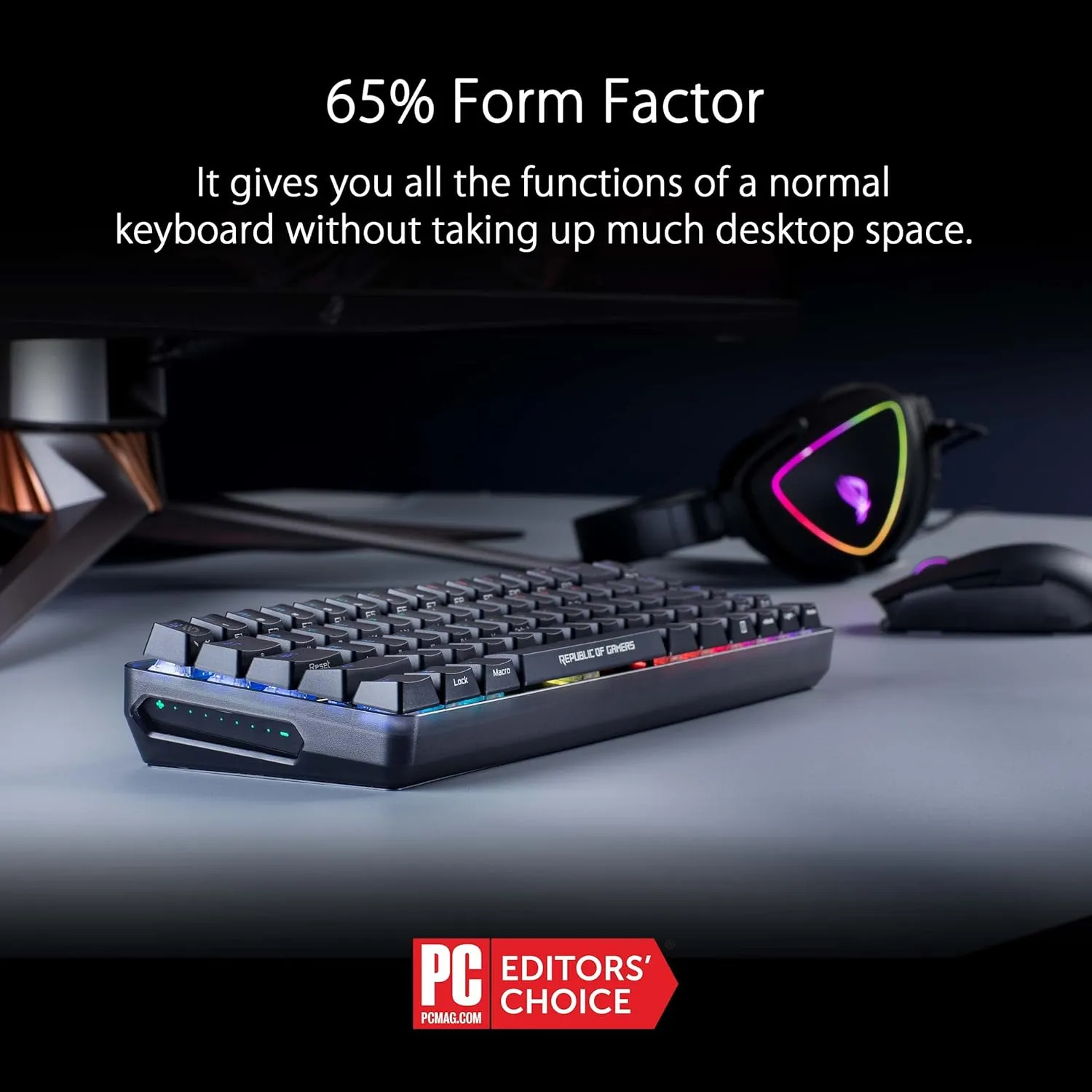 ASUS ROG Falchion NX 65% Wireless RGB Gaming Mechanical Keyboard | ROG NX Red Linear Switches, PBT Doubleshot Keycaps, Wired / 2.4G Hz, Touch Panel, Keyboard Cover Case, Macro Support,Black