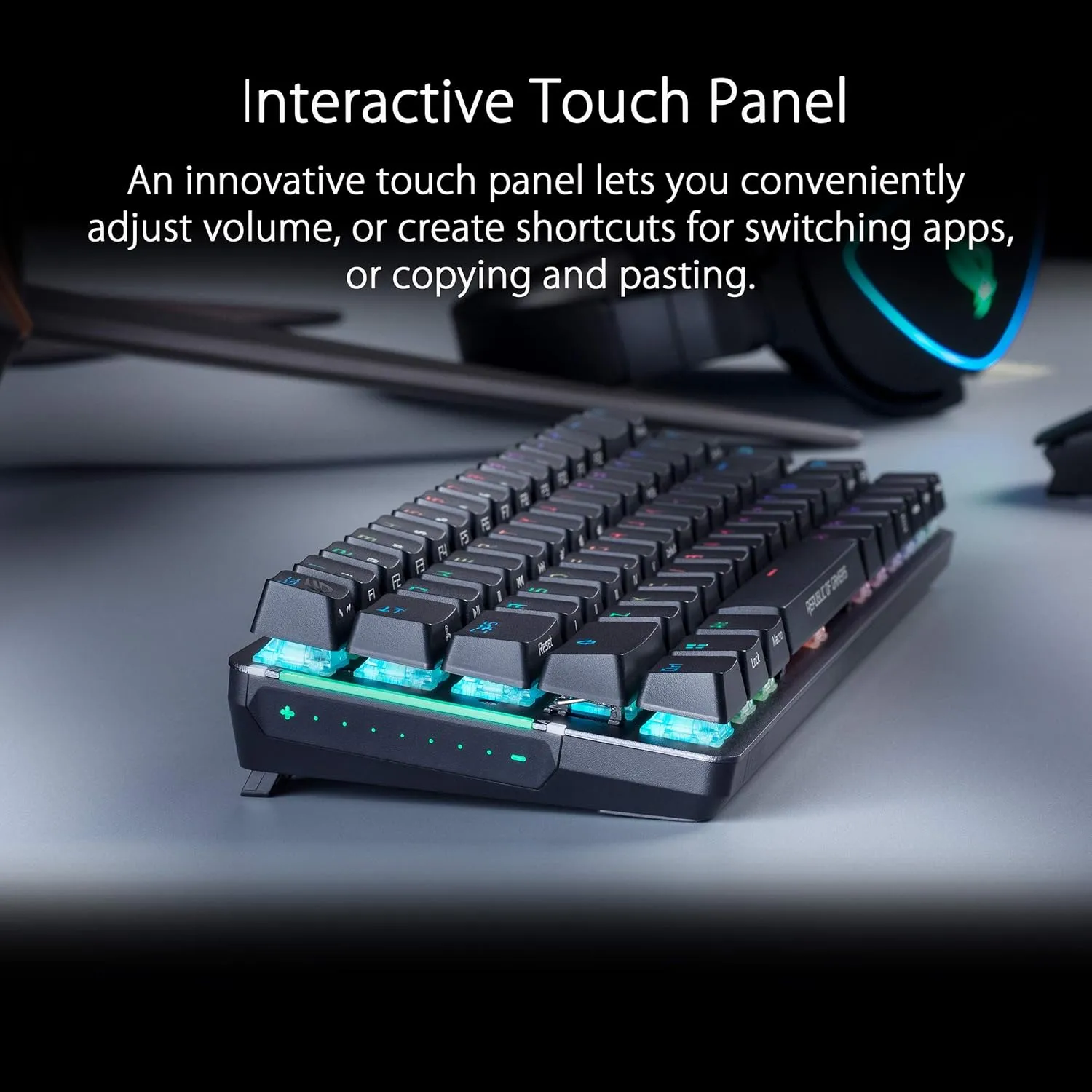 ASUS ROG Falchion NX 65% Wireless RGB Gaming Mechanical Keyboard | ROG NX Red Linear Switches, PBT Doubleshot Keycaps, Wired / 2.4G Hz, Touch Panel, Keyboard Cover Case, Macro Support,Black