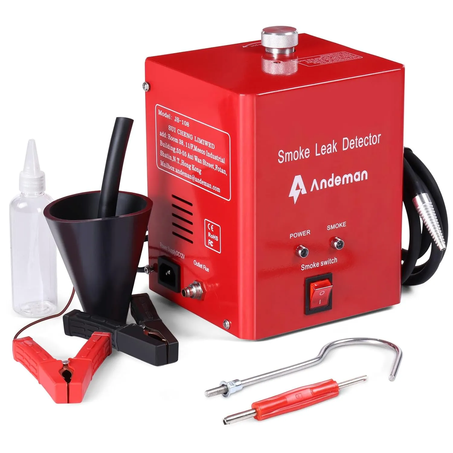 Automotive Smoke Machine Leak Detector Tester, 12V DC Exhaust Leak Detector Built-in air Pump Evap Leak Detector, Evap Vacuum Diagnostic Tester, Leak Diagnostic Detector Tools Kit for Pipe System