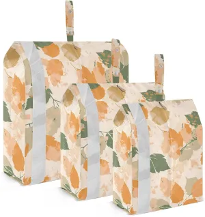Autumn Leaves Travel Storage Bag with Lanyard - Portable Lightweight Classified Storage Bag with Zipper, Dust and Waterproof Travel Packing Cube for Suitcase,3 Pieces