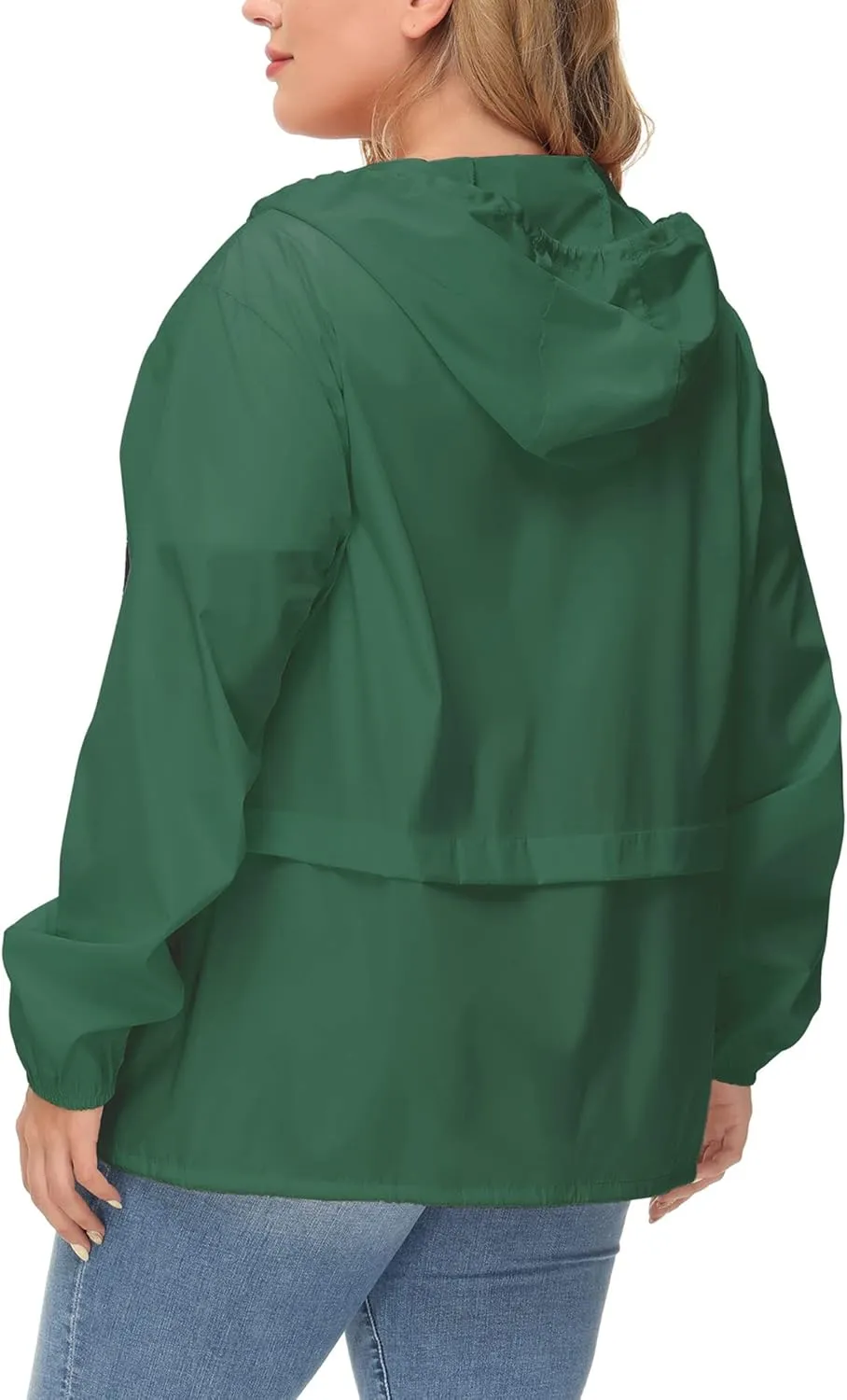 Avoogue Plus Size Raincoat Women Waterproof Rain Jacket Packable Outdoor Hooded Windbreaker