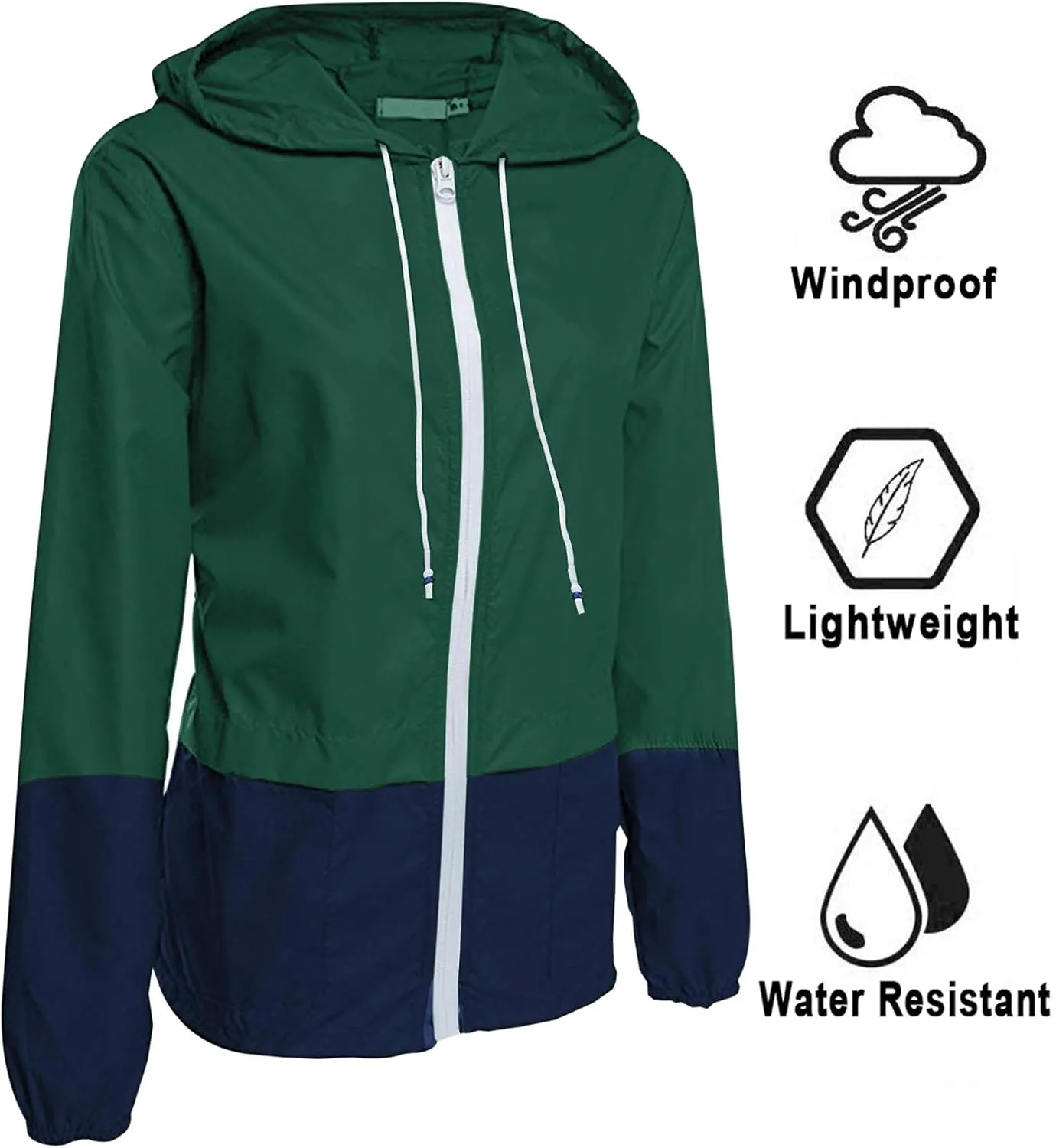 Avoogue Raincoat Women Lightweight Waterproof Rain Jackets Packable Outdoor Hooded Windbreaker