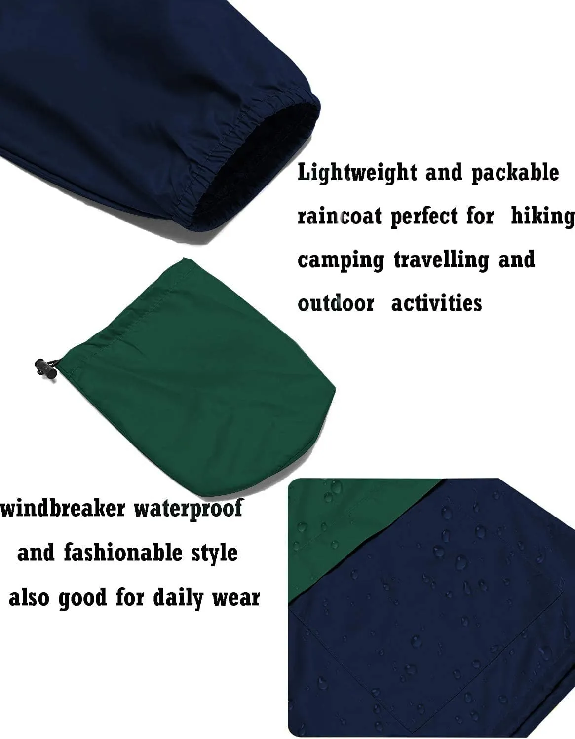 Avoogue Raincoat Women Lightweight Waterproof Rain Jackets Packable Outdoor Hooded Windbreaker