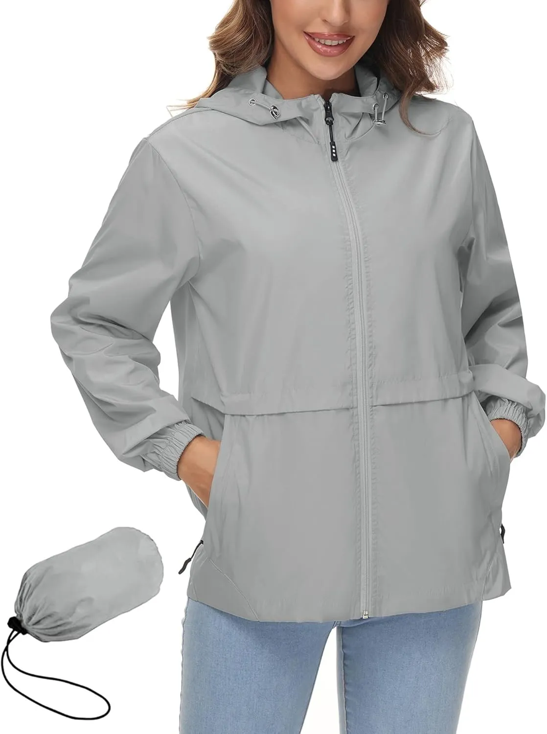 Avoogue Womens Waterproof Rain Jacket Lightweight Raincoat Packable Hooded Outdoor Windbreaker