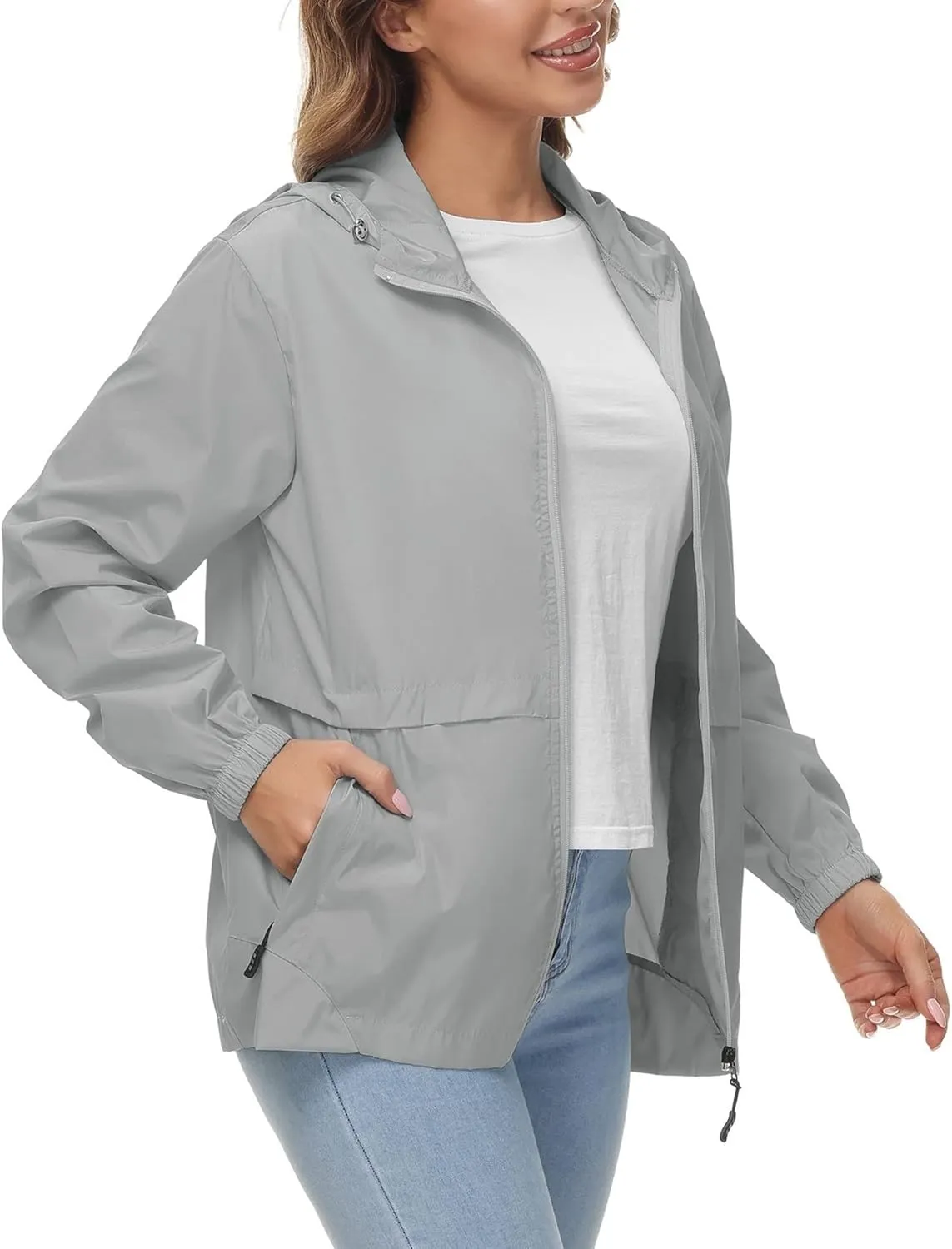 Avoogue Womens Waterproof Rain Jacket Lightweight Raincoat Packable Hooded Outdoor Windbreaker