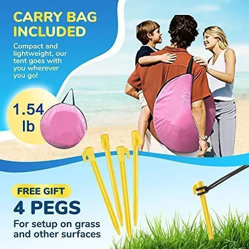 Baby Beach Tent, Pop Up Portable Sun Shelter with Pool, 50  UPF UV Protection & Waterproof 300MM, Summer Outdoor Baby Tent for Aged 0-4 Infant Toddler Kids Parks Beach Shade by TURNMEON