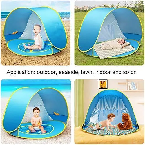 Baby Beach Tent, Pop Up Portable Sun Shelter with Pool, 50  UPF UV Protection & Waterproof 300MM, Summer Outdoor Baby Tent for Aged 0-4 Infant Toddler Kids Parks Beach Shade by TURNMEON