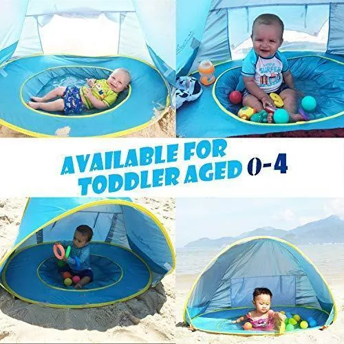Baby Beach Tent, Pop Up Portable Sun Shelter with Pool, 50  UPF UV Protection & Waterproof 300MM, Summer Outdoor Baby Tent for Aged 0-4 Infant Toddler Kids Parks Beach Shade by TURNMEON