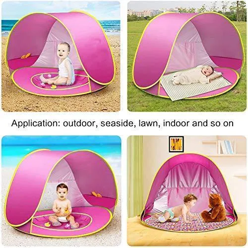Baby Beach Tent, Pop Up Portable Sun Shelter with Pool, 50  UPF UV Protection & Waterproof 300MM, Summer Outdoor Baby Tent for Aged 0-4 Infant Toddler Kids Parks Beach Shade by TURNMEON