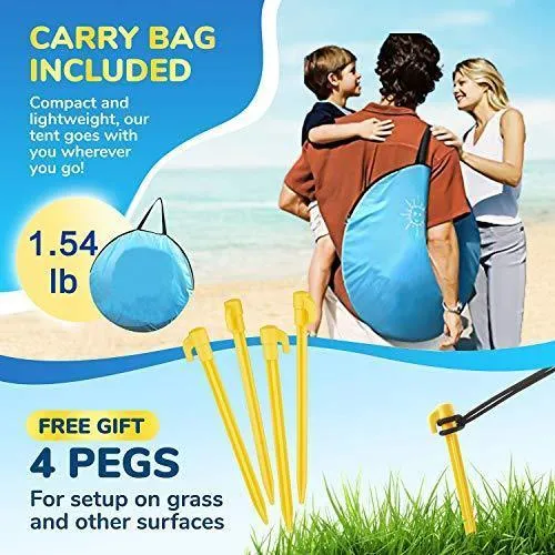 Baby Beach Tent, Pop Up Portable Sun Shelter with Pool, 50  UPF UV Protection & Waterproof 300MM, Summer Outdoor Baby Tent for Aged 0-4 Infant Toddler Kids Parks Beach Shade by TURNMEON