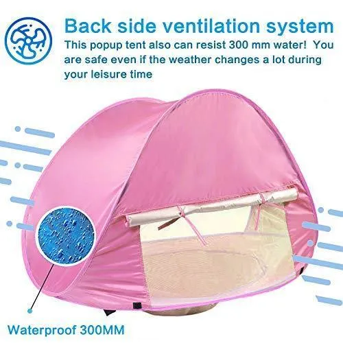 Baby Beach Tent, Pop Up Portable Sun Shelter with Pool, 50  UPF UV Protection & Waterproof 300MM, Summer Outdoor Baby Tent for Aged 0-4 Infant Toddler Kids Parks Beach Shade by TURNMEON