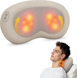 Back Massager with Heat, Shiatsu Neck Massager, Deep Tissue Kneading Massage Pillow for Neck and Shoulder, Gifts for Women Men Dad Mom