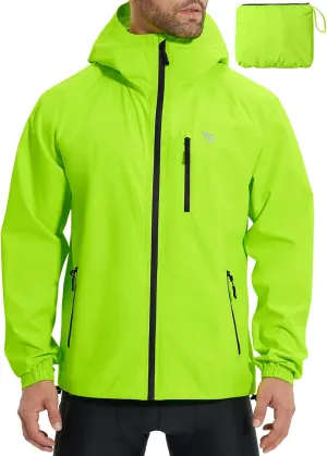baleaf Men's Rain Jacket Waterproof Running Cycling Windbreaker Golf Hiking Gear Hood Raincoat Packable Reflective