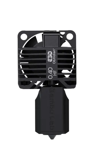 Bambu Lab High Flow Hotend – ObXidian™ 0.4mm Nozzle Compatible with P1 Series (P1P, P1S), Bambu Approved – 60% Increased Flow Rate, Faster, Smoother 3D Printing, Easy Drop-in Installation