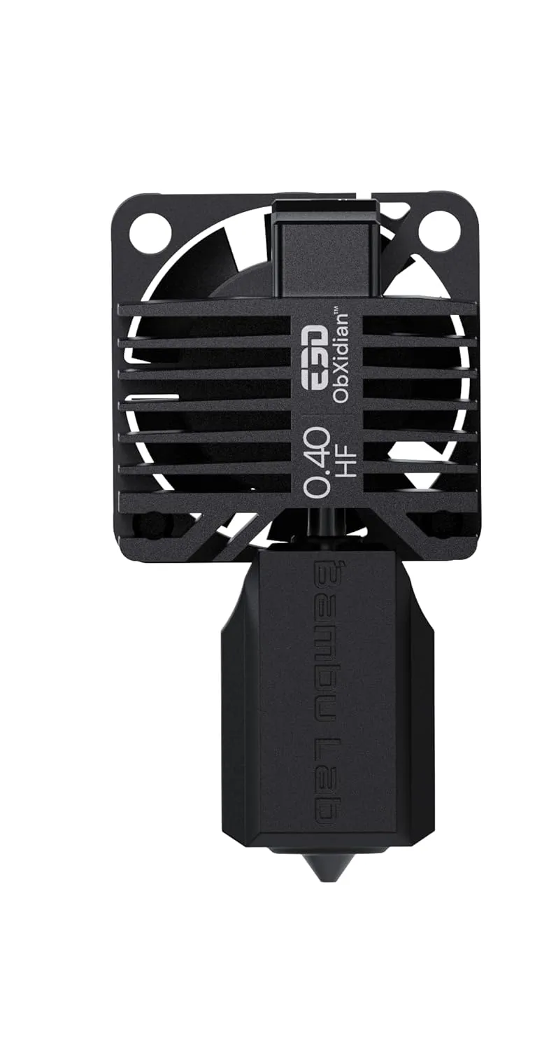 Bambu Lab High Flow Hotend – ObXidian™ 0.4mm Nozzle Compatible with P1 Series (P1P, P1S), Bambu Approved – 60% Increased Flow Rate, Faster, Smoother 3D Printing, Easy Drop-in Installation