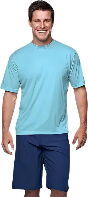 Banana Boat Men Rash Guard Short Sleeve tee Shirt for Men 100% Polyester | Waterproof | UPF 50  | UV Protection | Quick-Dry | Aqua Medium
