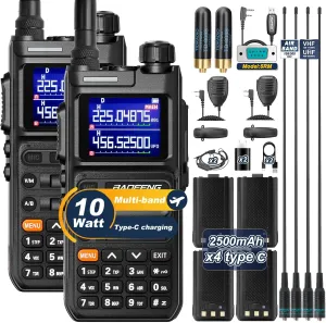 BAOFENG Radios UV-26 10W Ham Radio, VHF/1.25/ UHF Handheld Long Range,8PCS Antennas&4PCS 2500mAh USB-C Batteries,5RM Walkie Talkies NOAA Receiver,AM/FM, 999CH,Frequency Copy,Speaker Mic-2 Pack