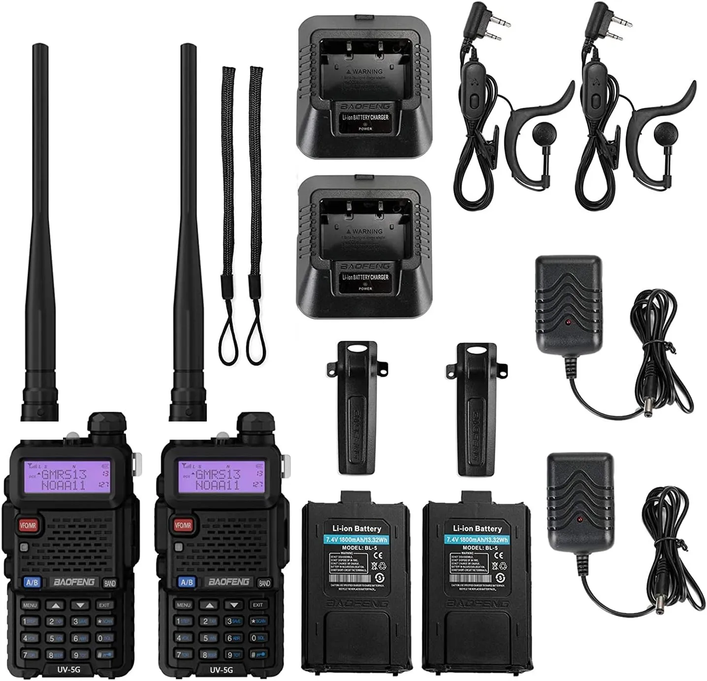 BAOFENG UV-5G (UV-5X) GMRS Radio, Long Range Rechargeable Two Way Radio with NOAA Weather Receiving & Scanning, GMRS Handheld Radio for Adults, Support Chirp, 2 Pack