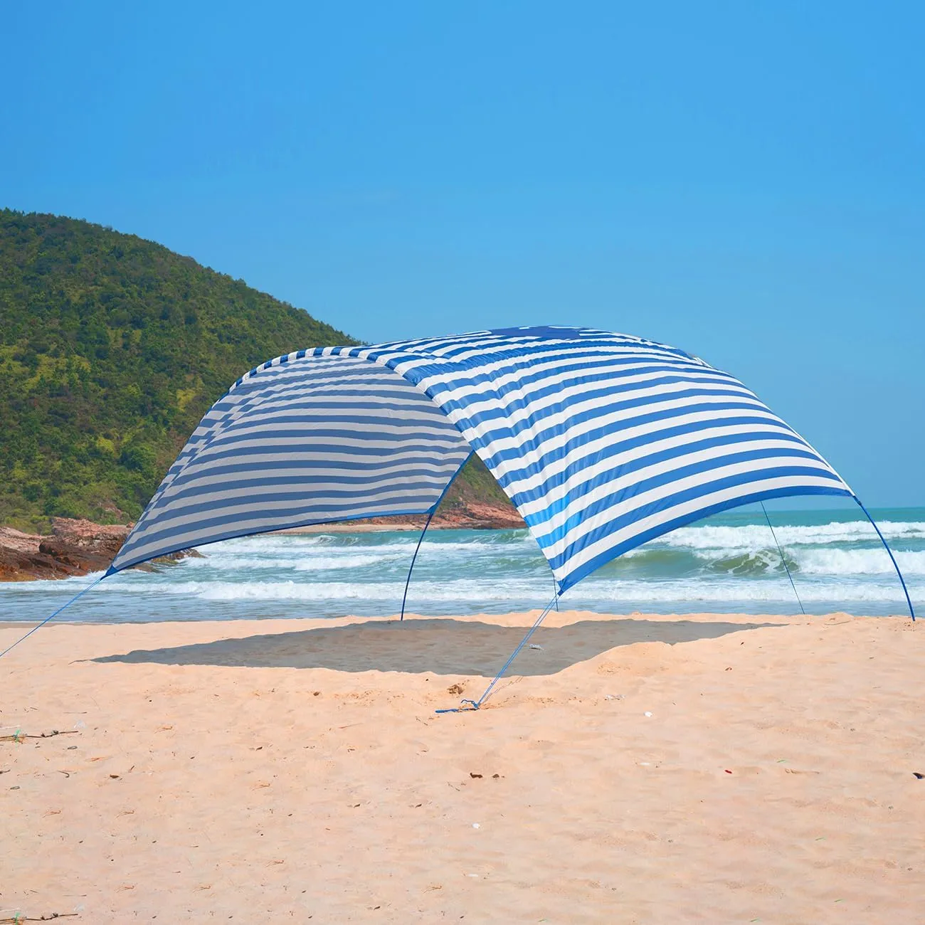 Beach Shade Tent Sun Canopy Shelter, Wind Canopy for Beach, Backyard, Park, Dessert, Light Weight, Easy Set Up, 150 Sq. Ft. of Shade for 3-6 People, Regatta Manta Rays