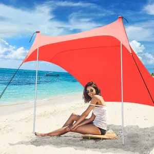 Beach Tents Pop Up 4-5 Person UPF50 , Popup Canopy Shade Camping Sun Shelter Portable with Carrying Bag, Outdoor Sunshade for Trips, Fishing or Grass Picnic (7x7 Ft 2 Pole, Orange)