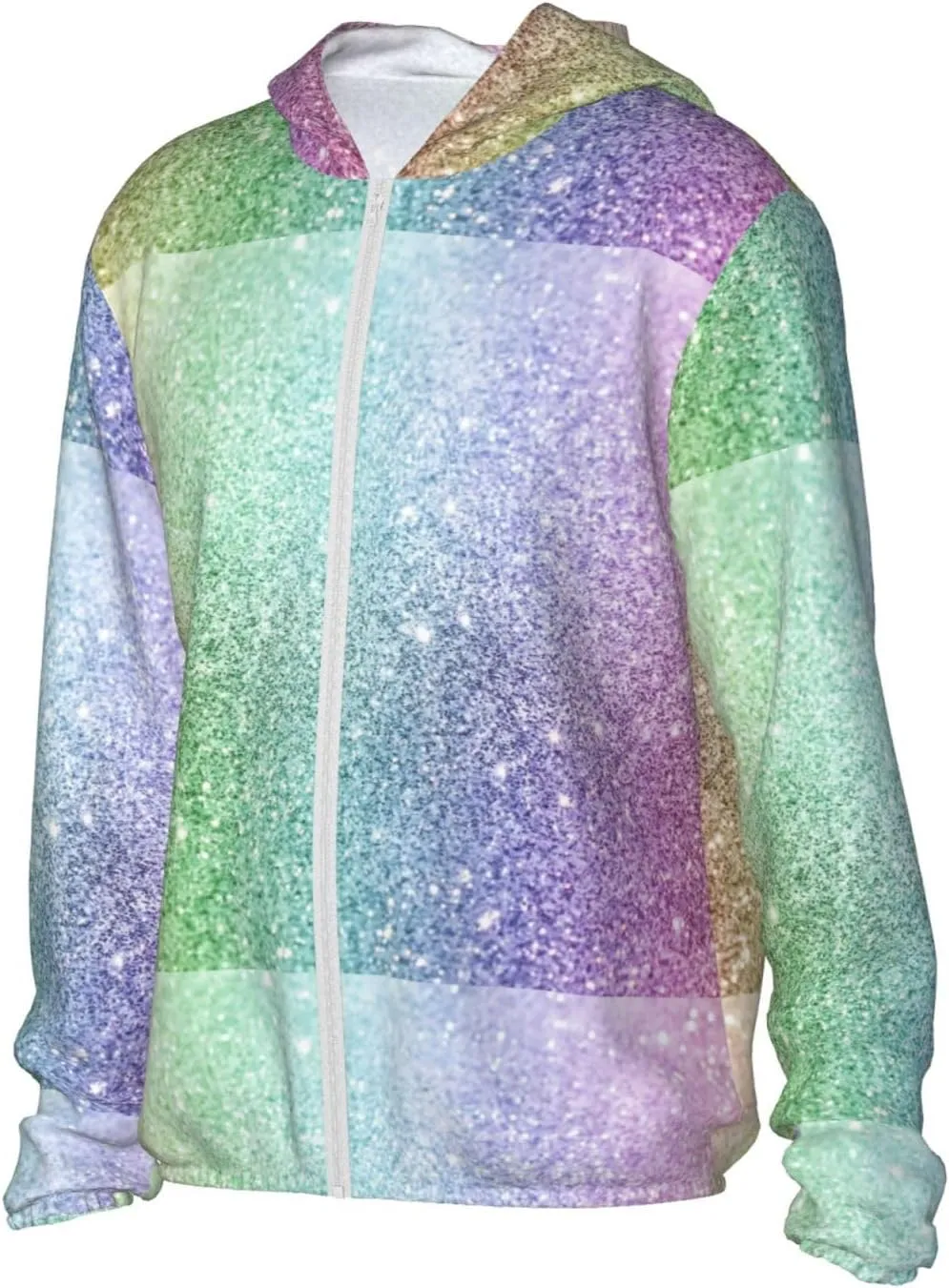 Beautiful Glitter Men Women Full Zip Sun Protection Hoodie Packable Outdoor Hiking -