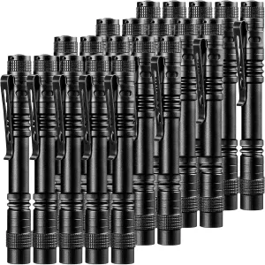 Beieverluck 20 Pack Pen Light Flashlight Mini Small Flashlight with Clip Waterproof LED Pocket Pen Flashlights for Camping, Inspection, Work, and Emergency(Large,Black)