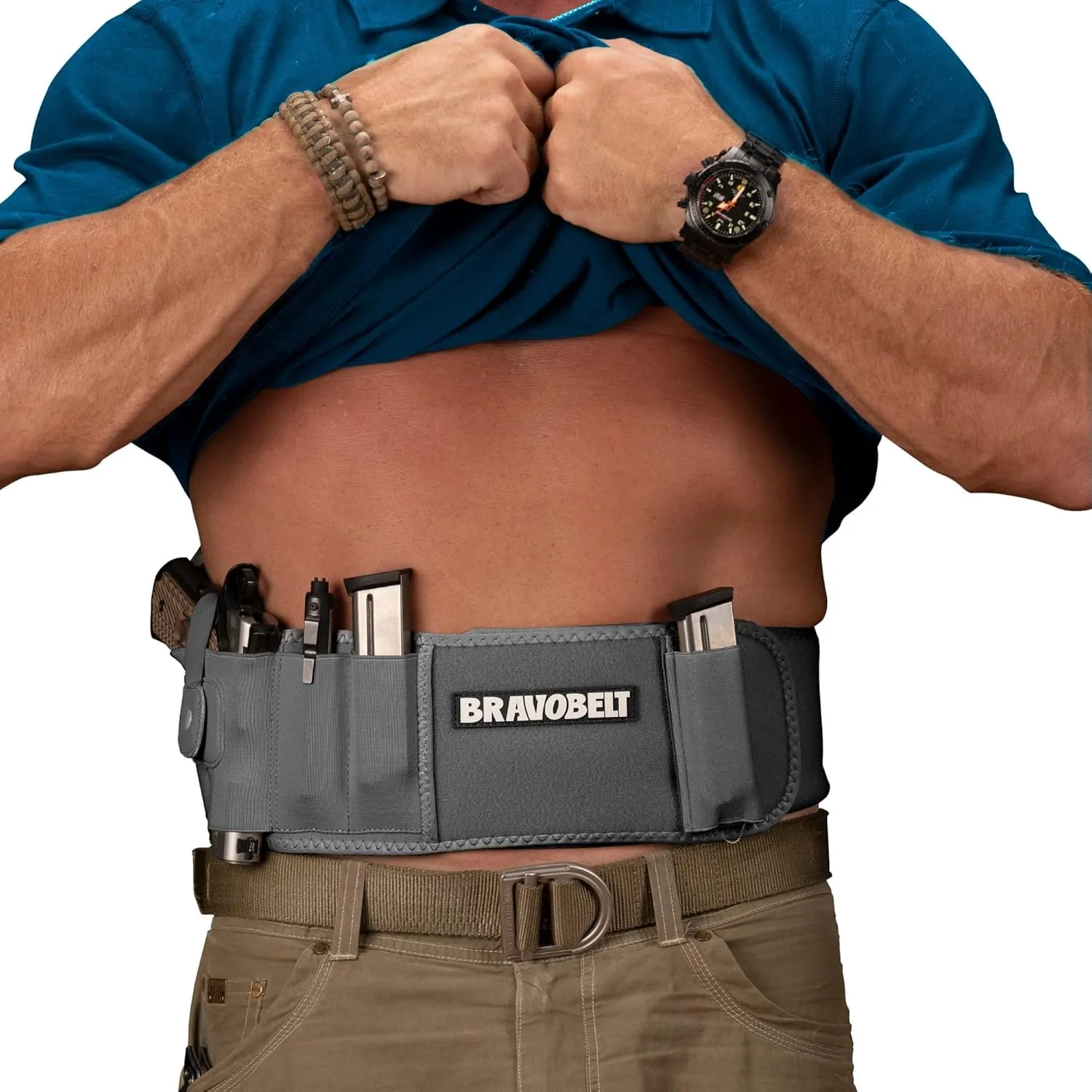 Belly Band Holster - by BRAVOBELT Athletic Performance Holster for Running, Jogging, Hiking - G17-43 S&W M&P 40 Shield | for Men & Women