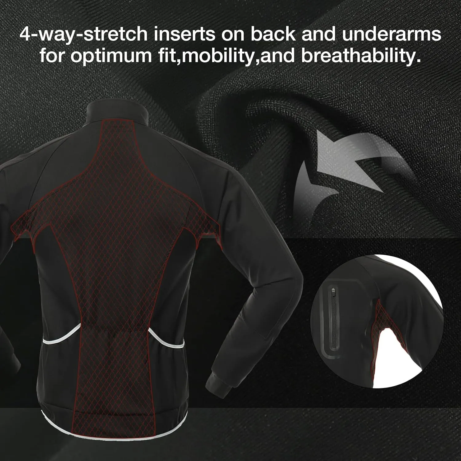 BERGRISAR Men's Cycling Jacket Winter Softshell Fleece Biking Jacket Thermal Running Windbreaker BG011