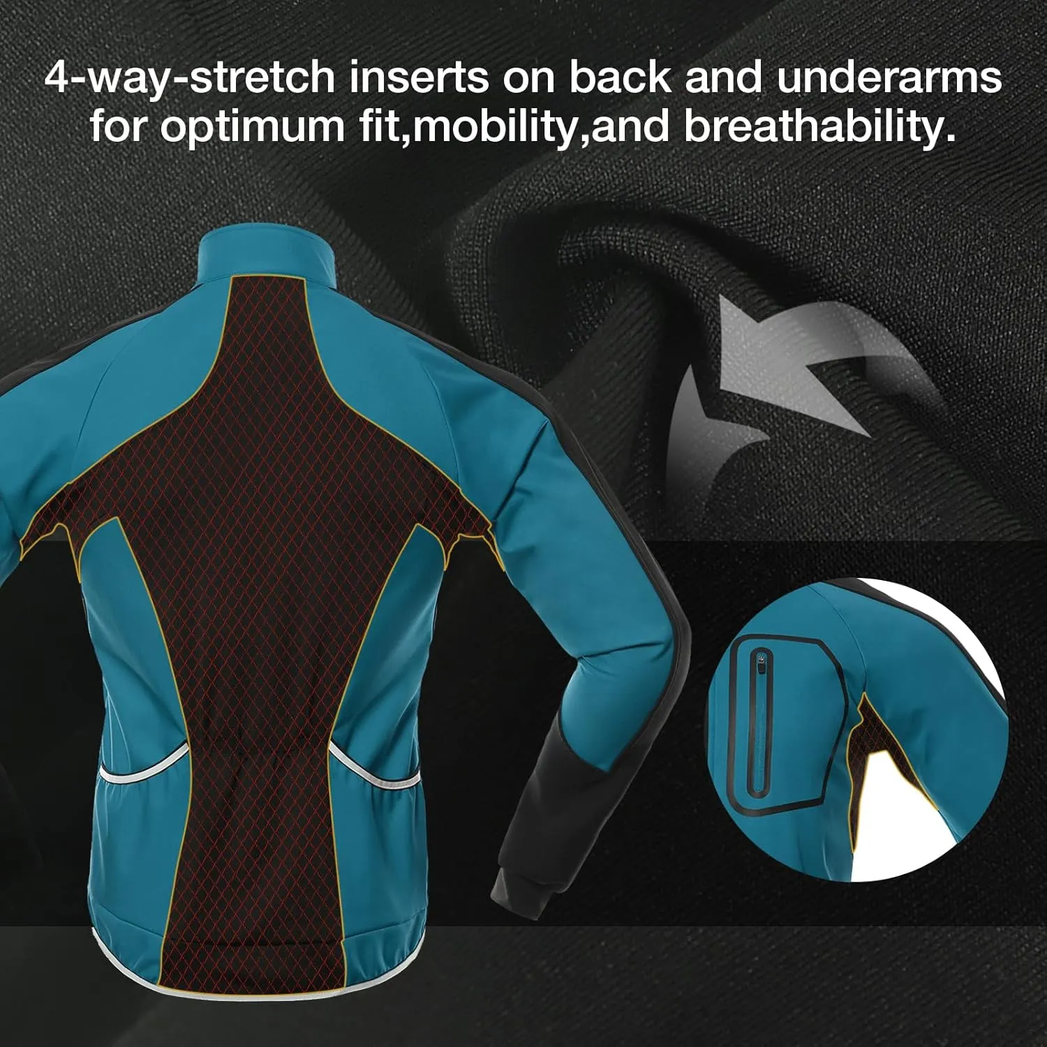 BERGRISAR Men's Cycling Jacket Winter Softshell Fleece Biking Jacket Thermal Running Windbreaker BG011