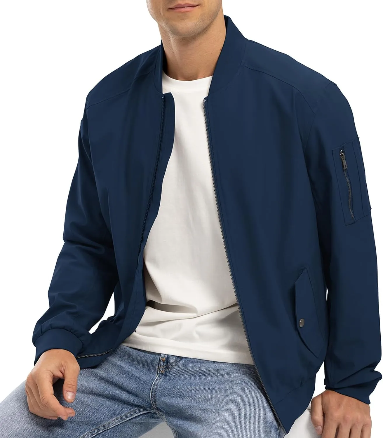 BGOWATU Men's Bomber Jacket Lightweight Windbreaker Jacket for Men Casual Fall Coat
