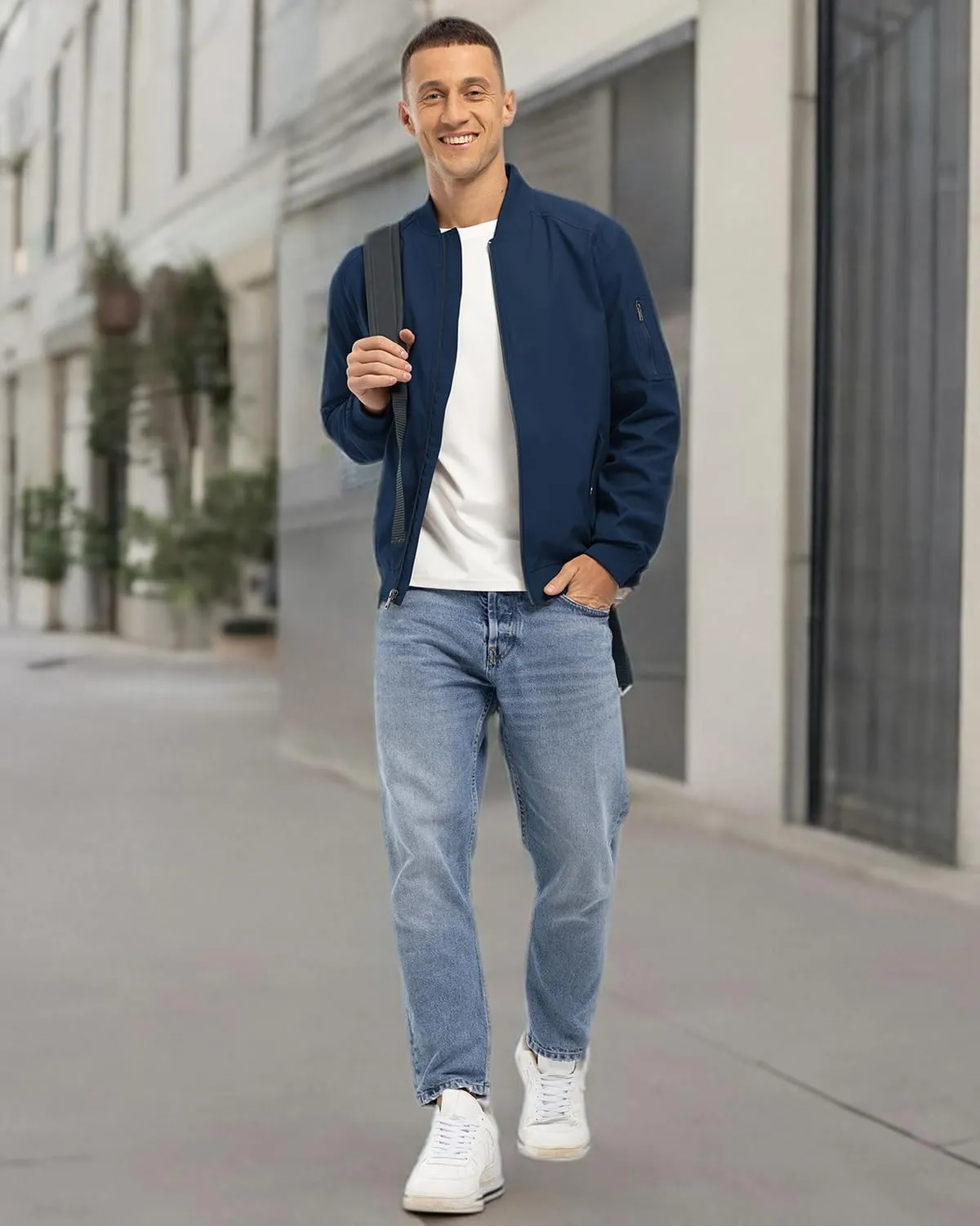 BGOWATU Men's Bomber Jacket Lightweight Windbreaker Jacket for Men Casual Fall Coat